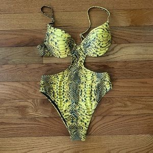 MATTE Collection snake print one piece swimsuit